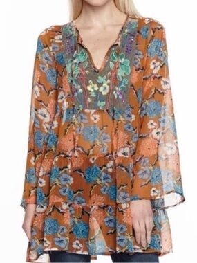NWT Aratta Silent Journey Embroidered‎ Boho Tunic dress